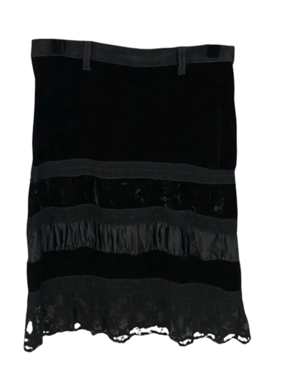new Jimmy Star ★ Velvet PeekaBoo Lace Layer Midi Skirt ★ Handmade Indie Designer